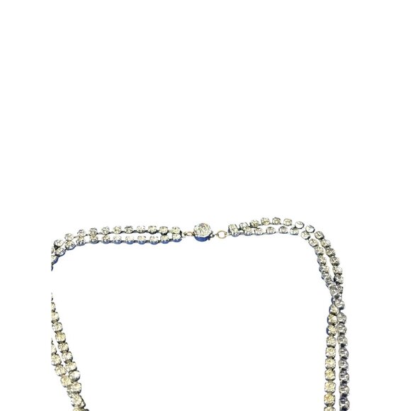 Vintage Rhinestone Necklace Clear Silvertone Statement Glam Classic 15 inches - Picture 3 of 4